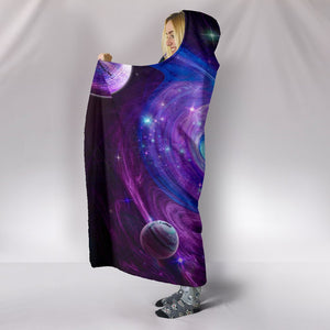 Blue Purple Nebula Colorful Throw,Vibrant Pattern Blanket,Sherpa Blanket,Bright Colorful, Hooded blanket,Blanket Hood,Soft Blanket,Hippie