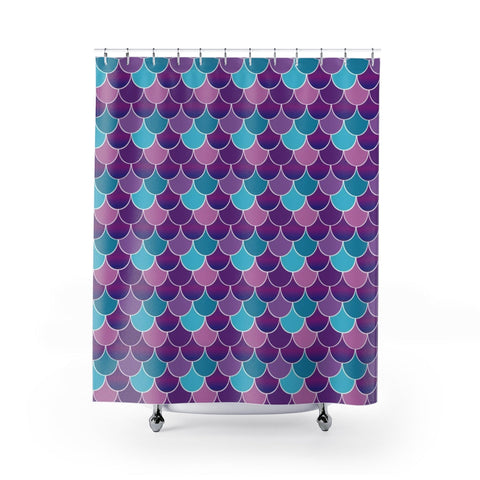 Image of Blue Purple Scale Multicolored Shower Curtains, Water Proof Bath Decor | Spa |