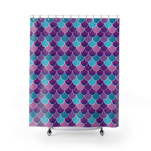 Blue Purple Scale Multicolored Shower Curtains, Water Proof Bath Decor | Spa |