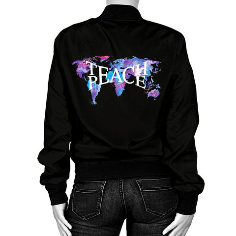 Image of Blue Purple Teach Peace Bomber Jacket