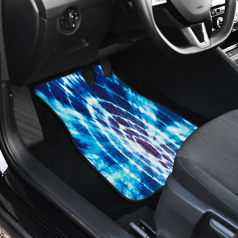 Image of Blue Purple Tie Dye Abstract Art Car Mats Back/Front, Floor Mats Set, Car