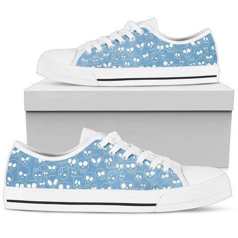 Image of Blue Skull Low Tops Sneaker, Canvas Shoes,High Quality, Multi Colored, Boho,All Star,Custom Shoes,Women's Low Top,Mandala shoes