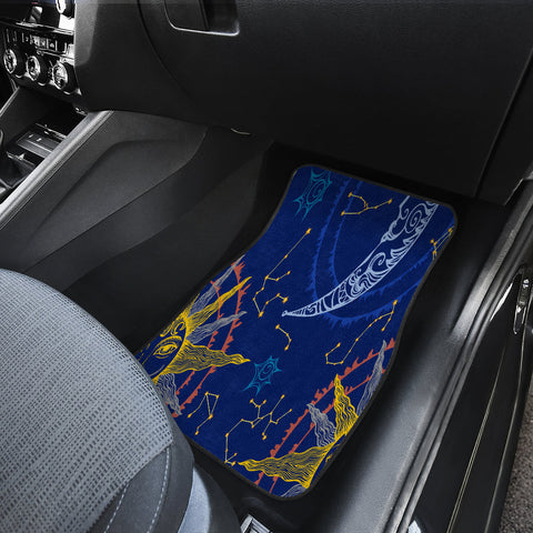 Image of Blue Sun and moon Car Mats Back/Front, Floor Mats Set, Car Accessories