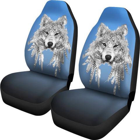 Image of Blue Wolf Car Seat Covers,Car Seat Covers Pair,Car Seat Protector,Front Seat Covers,Seat Cover for Car, 2 Front Car Seat Covers