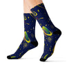 Blue Yellow Multicolored Planet Universe Sublimation Socks, High Ankle Socks,