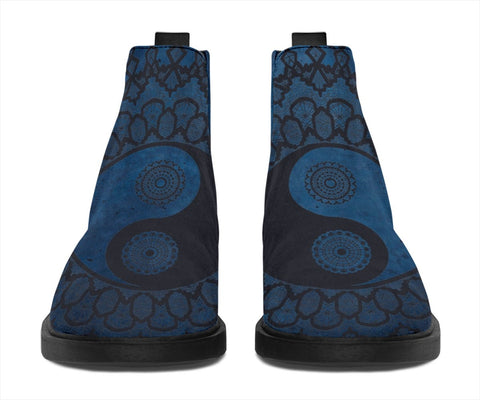 Image of Blue Ying Yang Fashion Boots,Women's Boots,Leather Boots Women,Handmade Boots,Biker Boots,Vegan Leather,Rain Boots,Handmade Boots