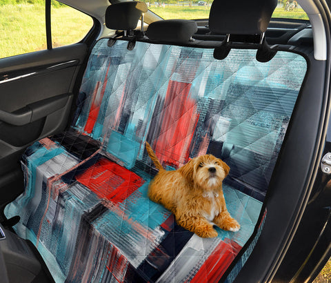 Image of Modern Blue and Red Abstract Art Car Seat Covers , Backseat Pet Protector,