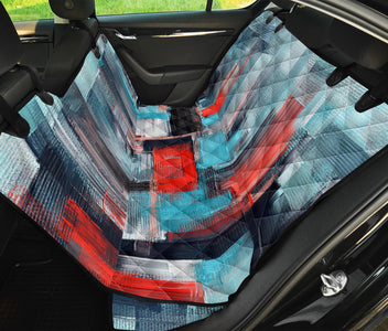 Modern Blue and Red Abstract Art Car Seat Covers , Backseat Pet Protector,