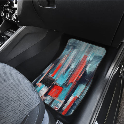 Image of Blue and red modern abstract Art Car Mats Back/Front, Floor Mats Set, Car
