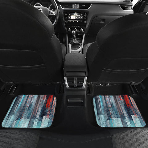Image of Blue and red modern abstract Art Car Mats Back/Front, Floor Mats Set, Car