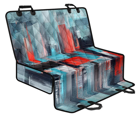 Image of Modern Blue and Red Abstract Art Car Seat Covers , Backseat Pet Protector,