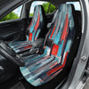Modern Abstract Art Car Seat Covers, Blue & Red Front Seat Protectors Pair, Auto
