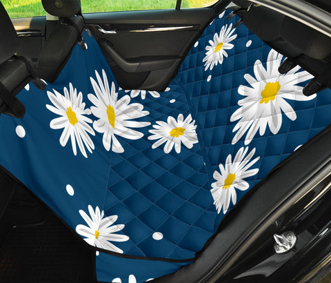 Image of Blue Daisy Flower Car Seat Covers - Abstract Art, Backseat Pet Protector, Artistic Car Accessories