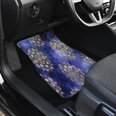 Image of Blue space Gold Mandalas Car Mats Back/Front, Floor Mats Set, Car Accessories