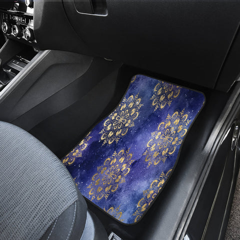 Image of Blue space Gold Mandalas Car Mats Back/Front, Floor Mats Set, Car Accessories
