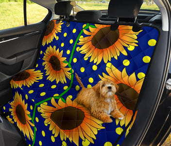 Blue Sunflower Floral Design , Abstract Art Car Back Seat Pet Covers, Stylish