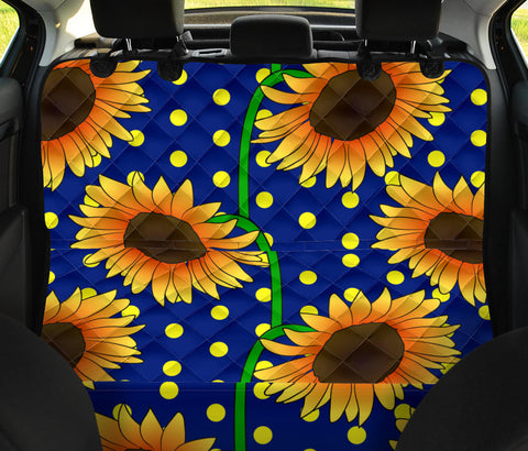 Image of Blue Sunflower Floral Design , Abstract Art Car Back Seat Pet Covers, Stylish