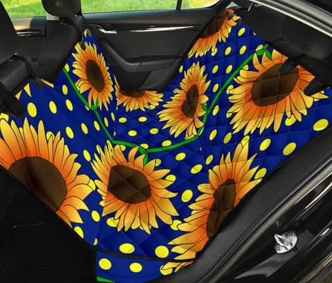 Image of Blue Sunflower Floral Design , Abstract Art Car Back Seat Pet Covers, Stylish