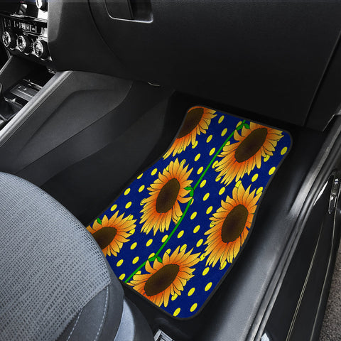 Image of Blue sunflower flowers floral Car Mats Back/Front, Floor Mats Set, Car