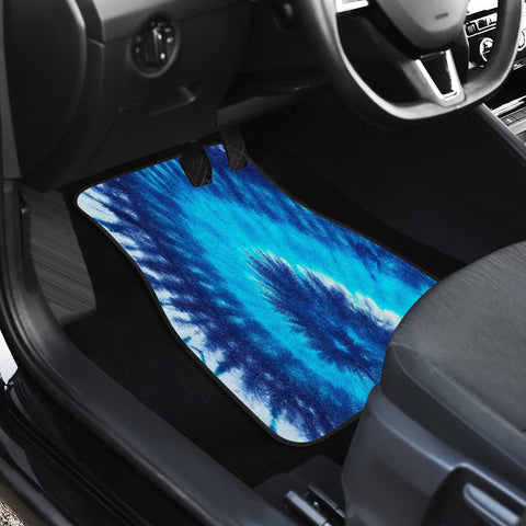 Image of Blue tie dye Abstract Art Car Mats Back/Front, Floor Mats Set, Car Accessories