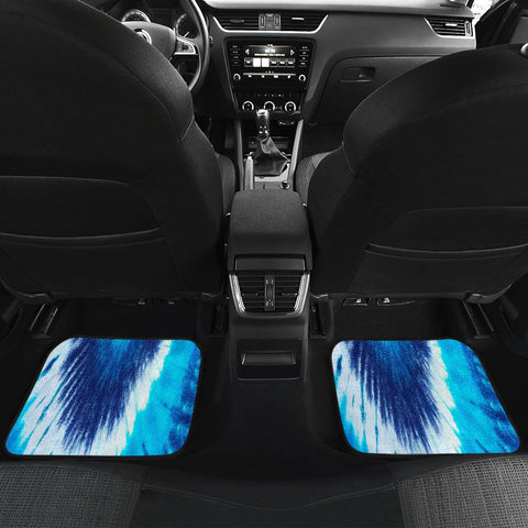 Image of Blue tie dye Abstract Art Car Mats Back/Front, Floor Mats Set, Car Accessories