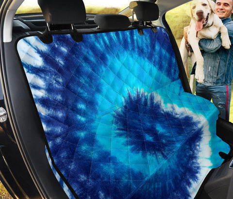 Image of Blue Tie Dye Abstract Art - Pet-Friendly Car Back Seat Covers, Artistic Backseat Protector, Stylish Car Accessories