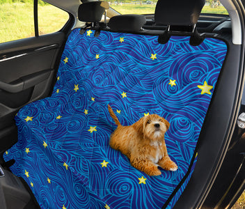 Blue Wave with Stars Design , Abstract Car Back Seat Pet Covers, Cosmic Backseat