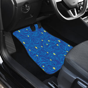 Blue wave with stars Car Mats Back/Front, Floor Mats Set, Car Accessories