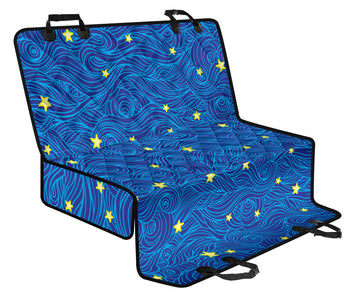 Blue Wave with Stars Design , Abstract Car Back Seat Pet Covers, Cosmic Backseat