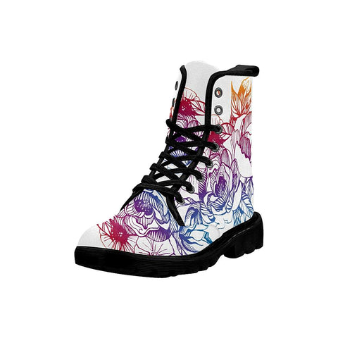 Image of Bohemian Flowers Colorful Women Boots ,Comfortable Boots,Decor Womens Boots,Combat Boots Custom Boots