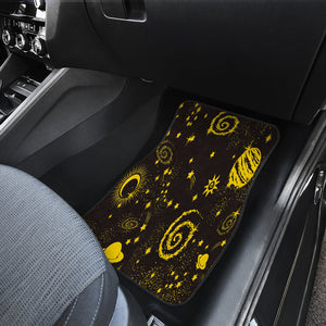 Black And Yellow Galaxy Planet Universe Astrology Multicolored Car Mats