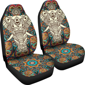 Boho Elephant Mandala Colorful Car Seat Covers,Car Seat Covers Pair,Car Seat Protector,Car Accessory,Front Seat Covers,Seat Cover for Car