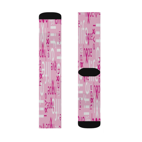 Image of Breast Cancer Awareness Pink Hope Long Sublimation High Ankle Socks, Warm and