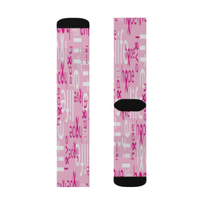 Breast Cancer Awareness Pink Hope Long Sublimation High Ankle Socks, Warm and