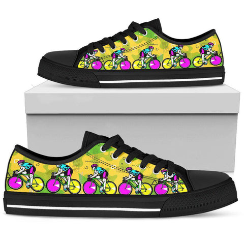 Image of Bright Colorful Bikers Women's Low Top High Quality,Handmade Crafted,Spiritual,Canvas Shoes,Multi Colored,Boho,Streetwear,All Star