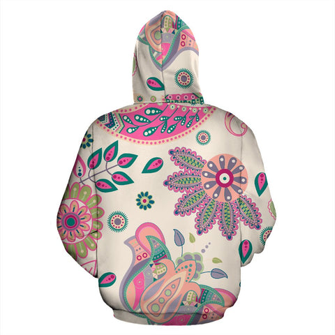 Image of Bright Colorful Floral Paisley, Hippie Hoodie,Custom Hoodie, Floral, Fashion Wear,Fashion Clothes,Handmade Hoodie,Floral,Pullover Hoodie