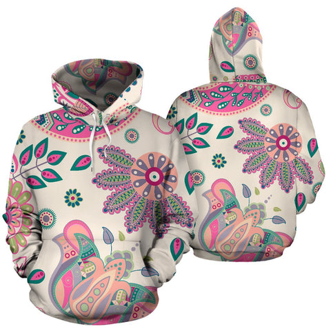 Image of Bright Colorful Floral Paisley, Hippie Hoodie,Custom Hoodie, Floral, Fashion Wear,Fashion Clothes,Handmade Hoodie,Floral,Pullover Hoodie