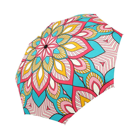 Image of Bright Colorful Floral Womens Umbrella, Foldable Umbrella, Custom Rain Umbrella,Rain Gear Weather