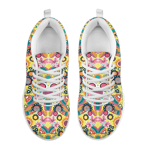 Image of Bright Colorful Hippie Floral Womens Sneakers, Top Shoes,Running Low Top Shoes, Athletic Sneakers,Kicks Sports Wear, Shoes,Training Shoes