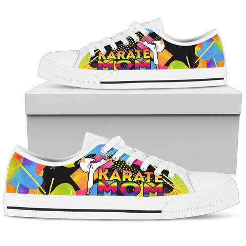 Image of Bright Colorful Karate Mom Women's Low Top High Quality,Handmade Crafted,Spiritual,Canvas Shoes,Multi Colored,Boho,Streetwear,All Star