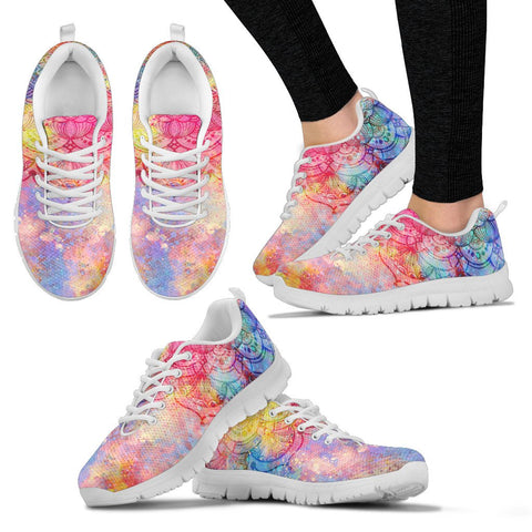 Image of Bright Colorful Tie Dye Mandala Womens Sneakers, Top Shoes,Running Low Top Shoes, Athletic Sneakers,Kicks Sports Wear, Shoes