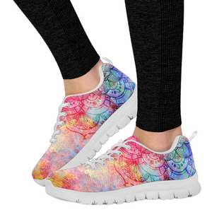 Bright Colorful Tie Dye Mandala Womens Sneakers, Top Shoes,Running Low Top Shoes, Athletic Sneakers,Kicks Sports Wear, Shoes