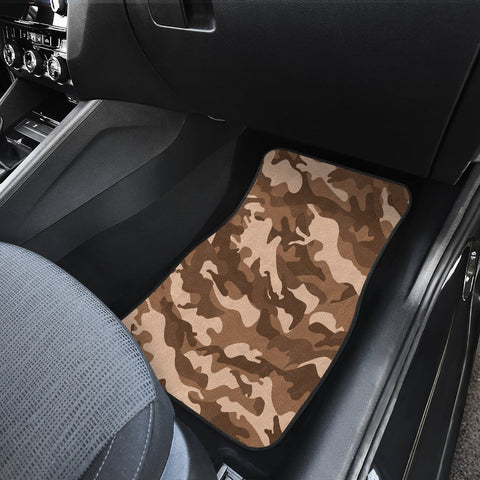 Image of Brown Camouflage camo Car Mats Back/Front, Floor Mats Set, Car Accessories