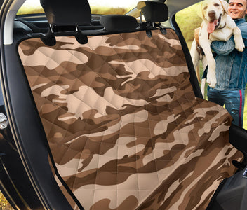 Brown Camouflage Design , Abstract Camo Car Back Seat Pet Covers, Backseat