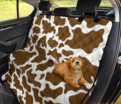 Image of Brown Cow Print Design , Stylish Car Back Seat Pet Covers, Abstract Art Backseat
