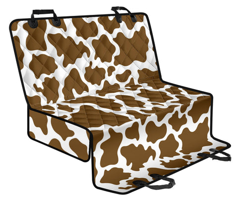 Image of Brown Cow Print Design , Stylish Car Back Seat Pet Covers, Abstract Art Backseat