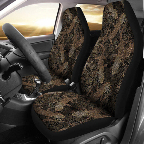Image of Brown Lizard Car Seat Covers,Car Seat Covers Pair,Car Seat Protector,Car Accessory,Front Seat Covers,Seat Cover for Car, 2 Front Car Seat