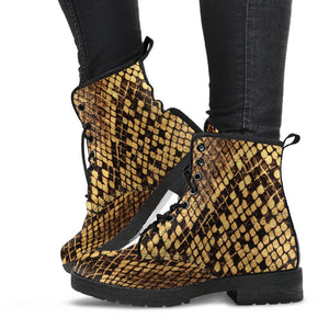 Snake Scale Women's Vegan Leather Boots, Rain Shoes, Hippie Spiritual