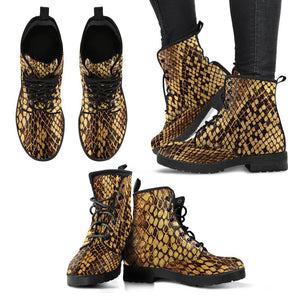 Snake Scale Women's Vegan Leather Boots, Rain Shoes, Hippie Spiritual