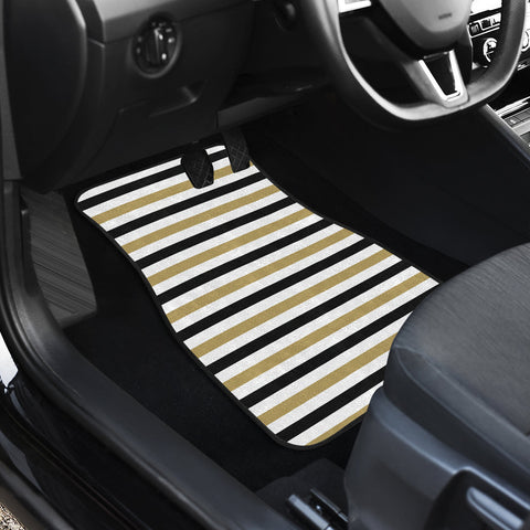 Image of Brown black lines Car Mats Back/Front, Floor Mats Set, Car Accessories